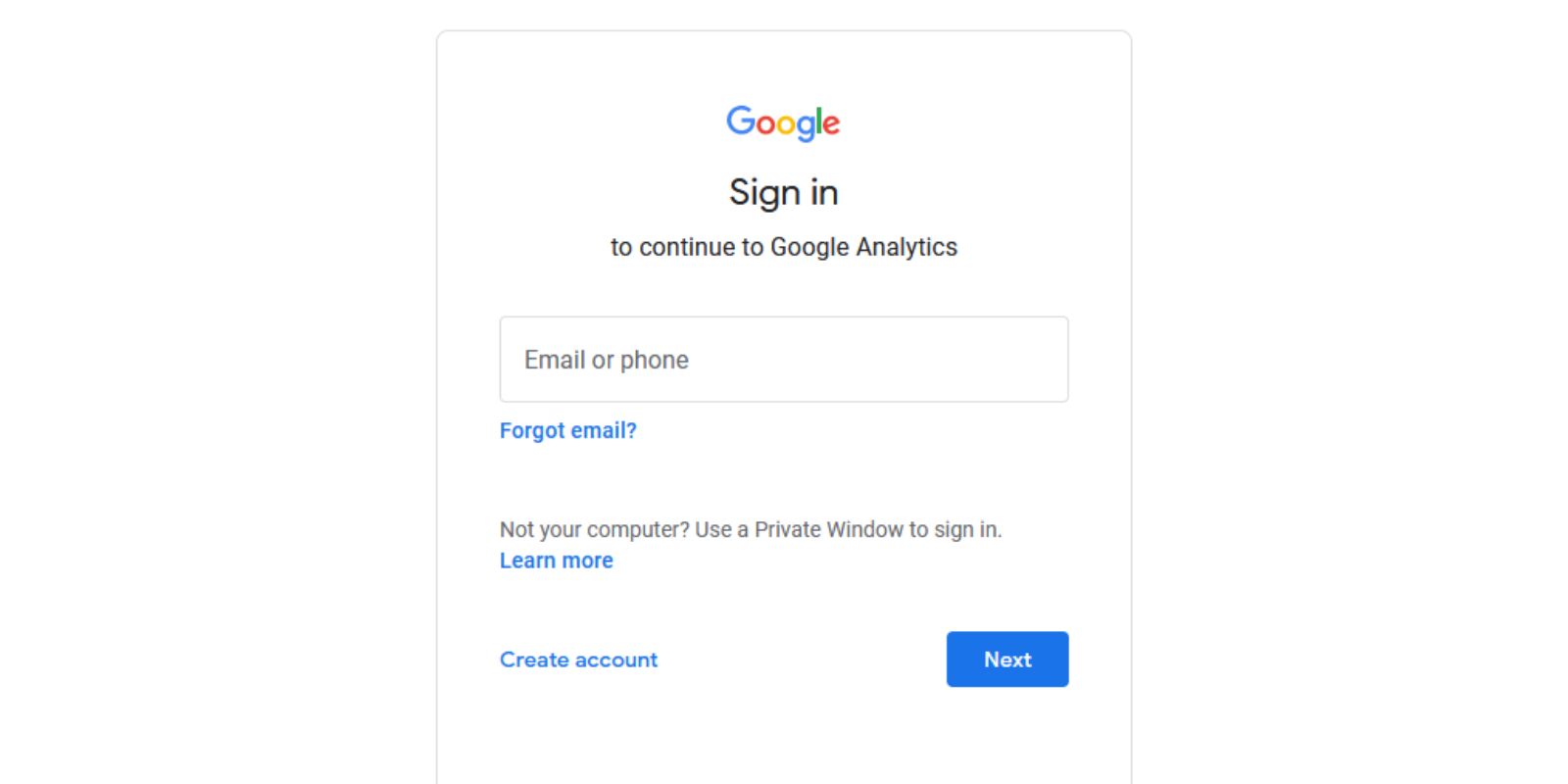 Sign in to your Google Analytics account for Setting Up a GA4 Property